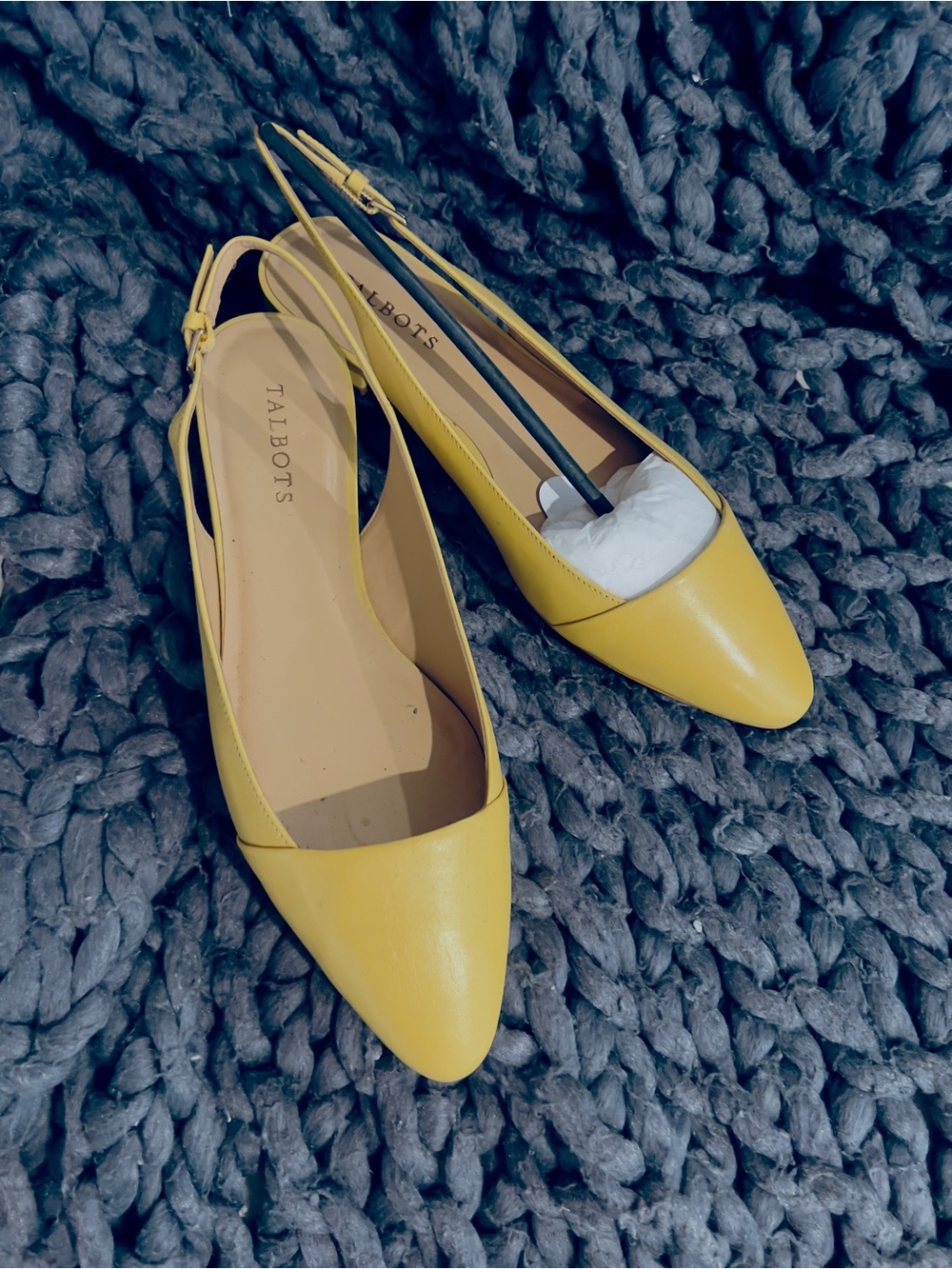 Talbots Yellow Pointed Slingback Flats